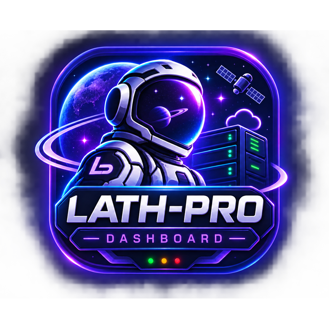 Lath-Pro : astronaute et serveurs, aux couleurs violettes et bleues